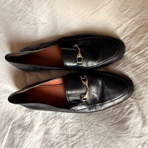 Coach Black Leather Loafers with Gold Buckle